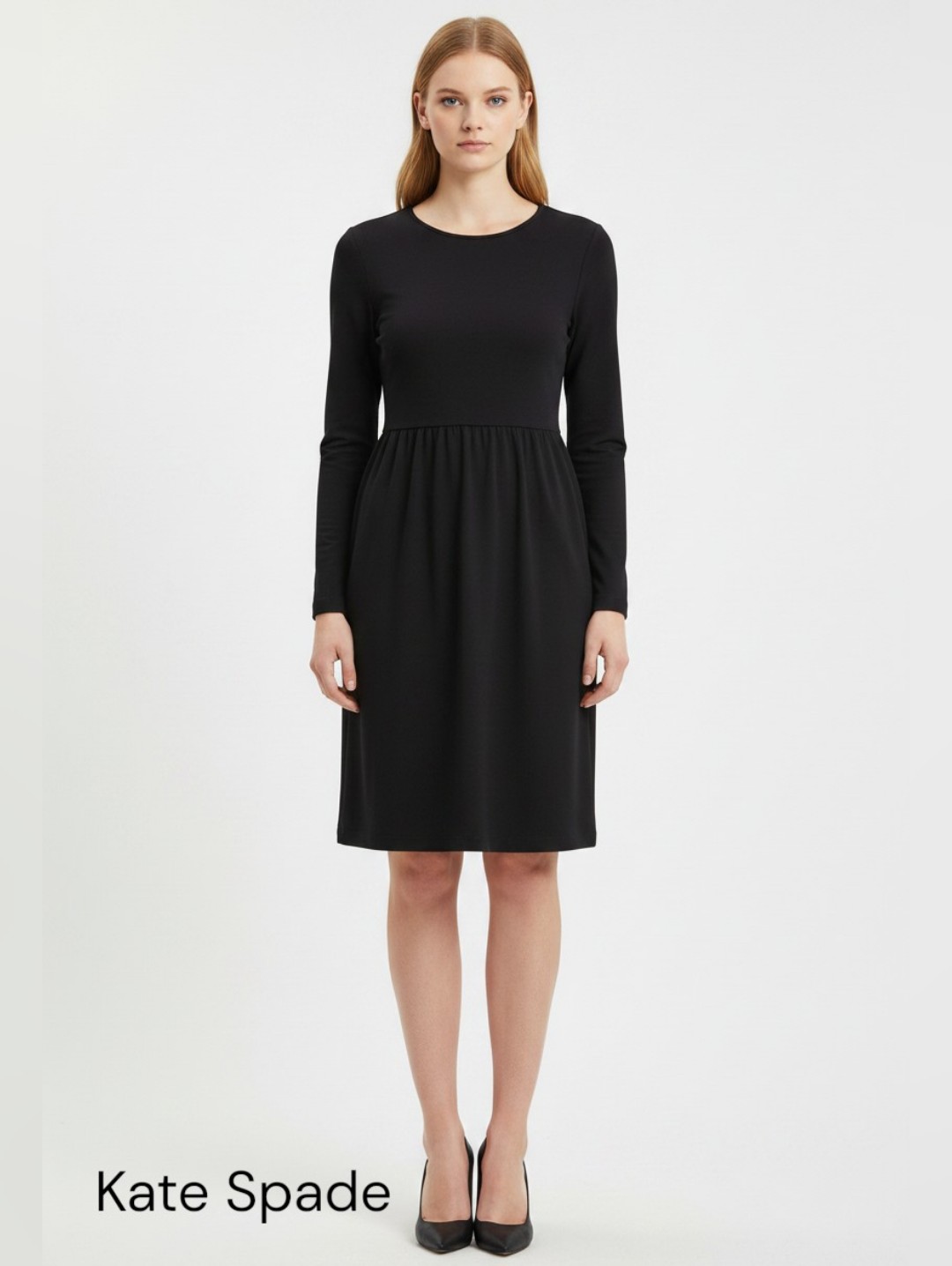 Kate Spade Black Long-Sleeve Fit & Flare Dress